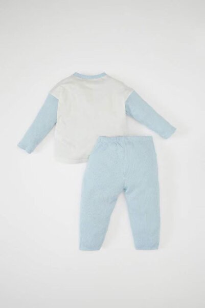 DeFacto Erkek Bebek 2'li Takım Düğmeli Waffle Uzun Kollu Tişört Beli Lastikli Eşofman Altı C8821a524au