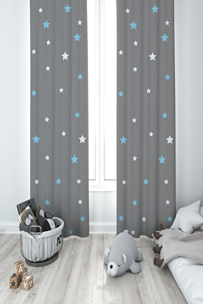 BAMBAŞKA MODA Дитяча кімната з рамкою з синьо-білим зірковим візерунком - 2-с...