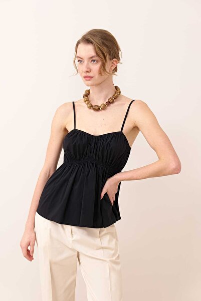 Roman İnce Askılı Poplin Bluz Siyah Y2413007_001