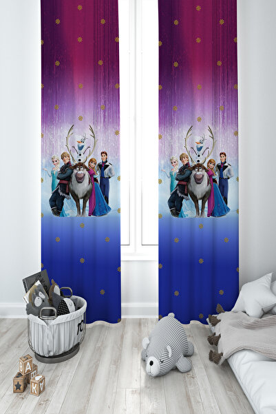 BAMBAŞKA MODA DEČJA I DEČJA SOBA Frozen Purple Sa deznom 2 Krila Zavesa za dr...