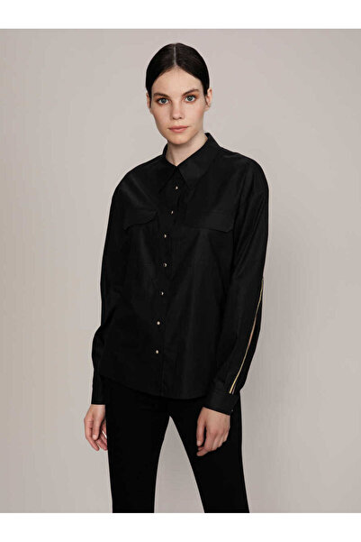 Roman Şerit Detaylı Gömlek Siyah K1913536_001