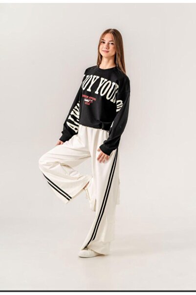 LOCO LOCO Pantaloni de trening largi, cu textura moale și elastică, pentru fetiță