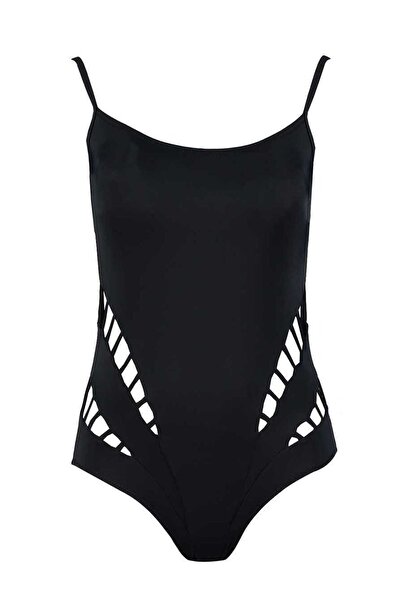 Roman Bel Detaylı Mayo Siyah Y19MY003_001