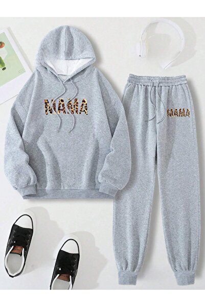 OVER HEAD Γυναικεία Mama Printed Oversized Φούτερ Jogger Top Σετ