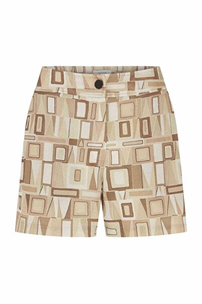 Roman Desenli Kadın Şort Kahve Y2212631_005