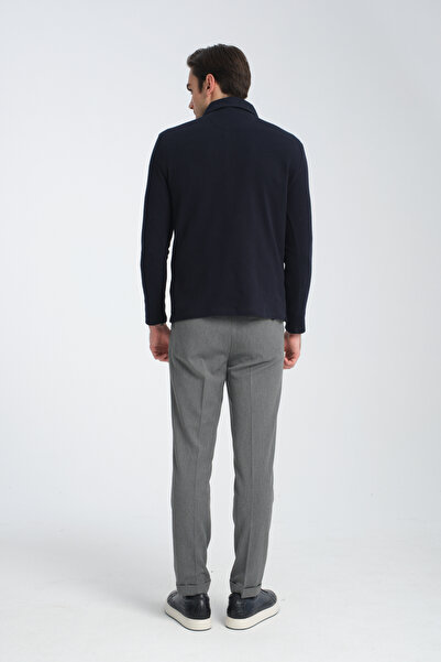 Frappoli Чоловічий світло-сірий поло з вирізом під комір, утеплений, з вафельним візерунком.