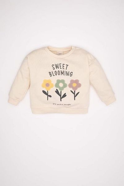 DeFacto Baby Girl Crew Neck Floral Printed Sweatshirt D3685A524Au
