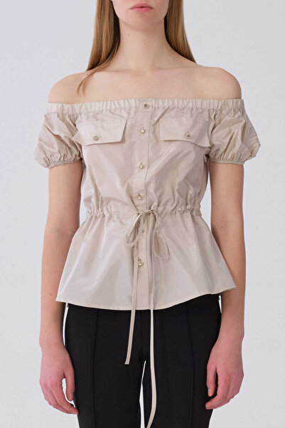 Roman Madonna Yaka Beli Büzgülü Taş Bluz Taş Y2113120_044