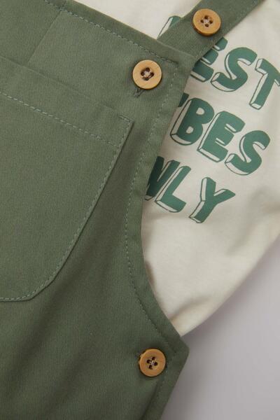 DeFacto Baby Boy Set of 2 Printed Short Sleeve Combed Cotton T-Shirt Salopet Z2586A224Sm