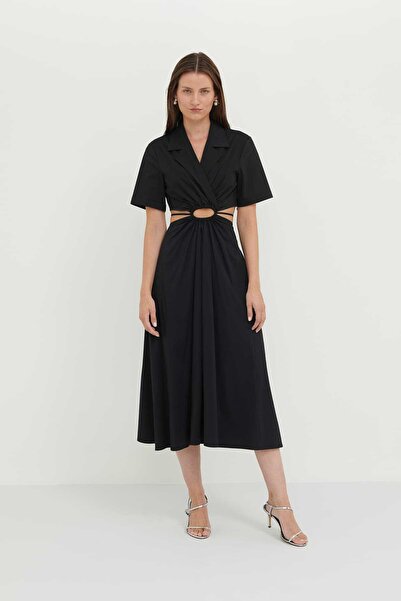 Roman Kısa Kollu Elbise Siyah Y2311023_001