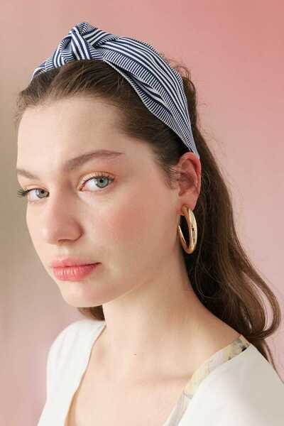 Roman Çizgili Düğüm Taç Lacivert - Beyaz Y2486401_395