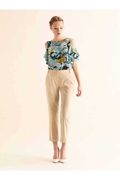 Roman Katlı Paça Kadın Pantolon Bej Y9912041_024