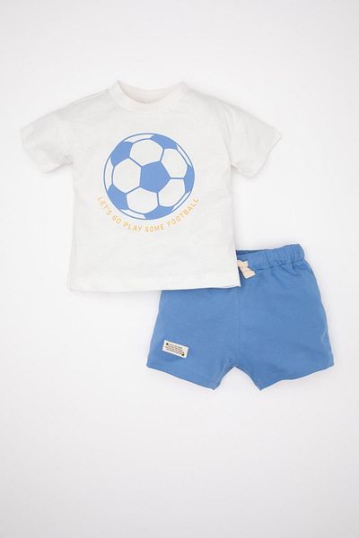 DeFacto Baby Boy 2 Stück Set Rundhalsausschnitt bedruckt Kurzarm T-Shirt Shorts D1503a524sm
