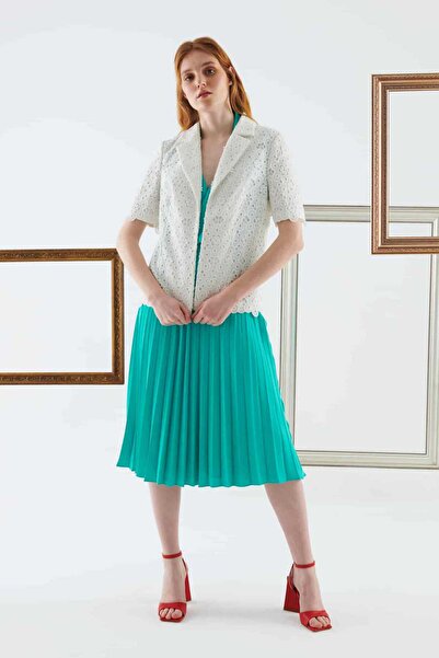 Roman İşlemeli Kadın Ceket Beyaz Y2216033_002