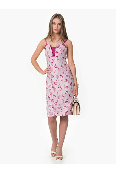 Roman Çiçek Desenli Midi Elbise Pembe Y1611093_038