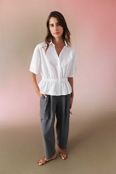 Roman Elastic Waist Poplin Shirt White Y2413560_002