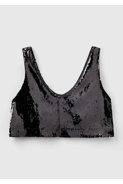 United Colors of Benetton Black Sequined Crop Women's Athlete