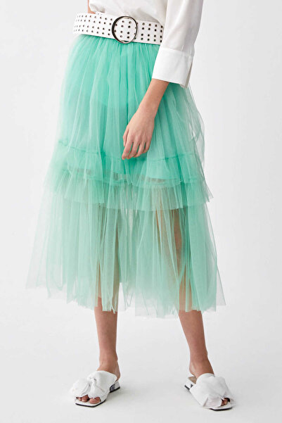 Roman Tüllü Midi Boy Etek Yeşil Y2115054_012