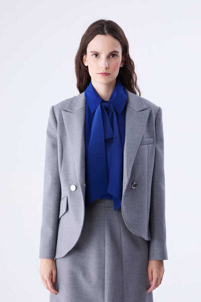 Roman Asimetrik Kesim Kadın Ceket Gri K2216065_004