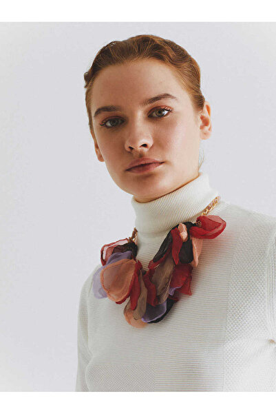 Roman Tül Detaylı Yaprak Desenli Kolye Standart Renk K2086173_089