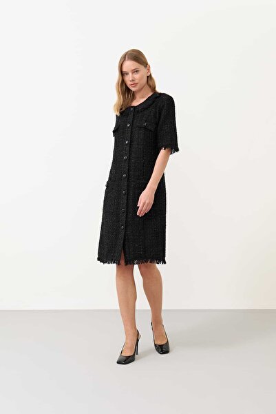 Roman Buttoned Front Dress Black K2311036_001
