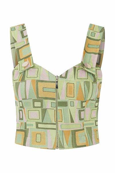 Roman Fermuarlı Büstiyer Yeşil Y2214016_012