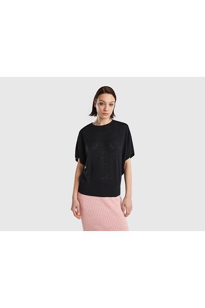 United Colors of Benetton Schwarzer Kimona-Ärmelpullover für Damen