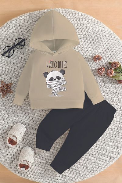 ADABEBEK New Season Hello Little Panda Printed Bottom Top Baby Suit 22410