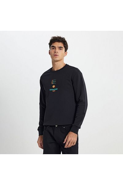 Lee Regular Fit Regular Cut Crew Neck Black Sweatshirt