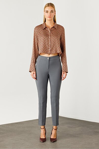 Moda İlgi Modailgi  Yan Cep Dar Paça Pantolon Gri