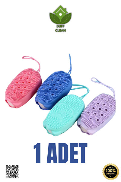 DUFF CLEAN Banyo Hamam Lifi Silikon Sünger Hazneli Vücut Kesesi Masajlı Yumuşak Duş Lifi Banyo Kesesi
