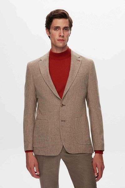 D'S Damat Яке Slim Fit от норкова вълнена смес Dobby