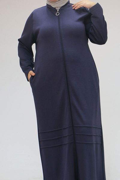 Eslina 46020 Plus Size Moon Collar Ferace με φερμουάρ - Navy Blue