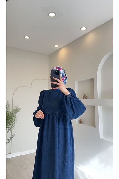 OlaLady Women's Oversize Casual Denim Jeans Hijab Dress