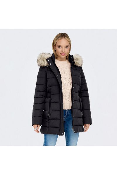 ONLY New Luna Quilted Coat Women's Gray Hooded Coat