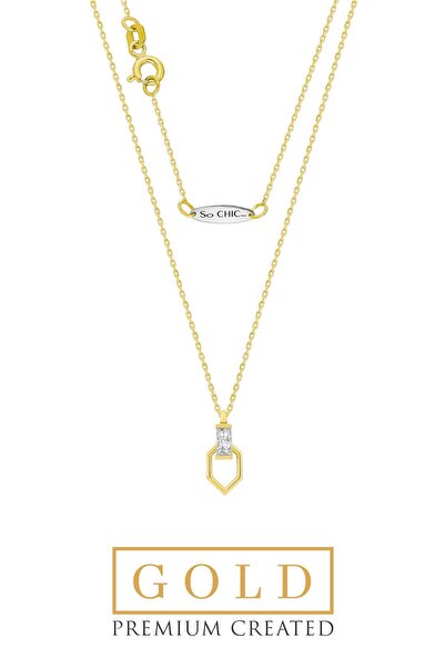 So CHIC... 14 Ayar Altın Sertifikalı Premium Created Taşlı Kolye