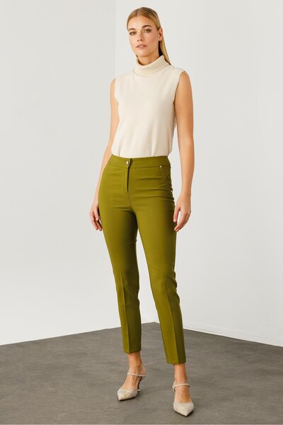 Moda İlgi Modailgi  Yan Cep Dar Paça Pantolon Olive