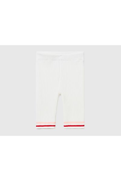 United Colors of Benetton Weiße, gestreifte Bermuda-Strickstrumpfhose für Damen