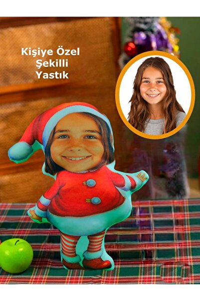 Genel Markalar Kişiye Özel Renkli Noel ve Yılbaşı Temalı Şekilli Yastık