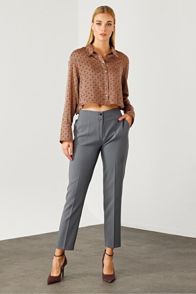 Moda İlgi Modailgi Bel Korsajı Lastikli Pantolon Gri