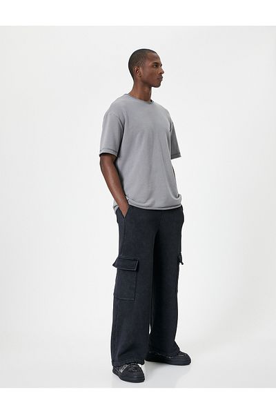 Koton Trouser Look Sweatpants Oversize Washable Cargo Pocket Elastic Waist