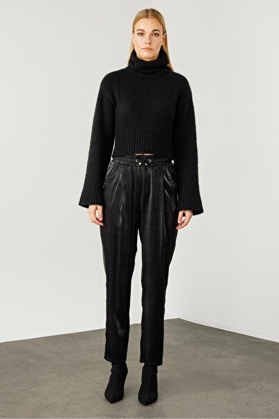 Moda İlgi Modailgi  Yandan Cepli Beli Lastikli Bağcıklı Pantolon - 1569 Siyah