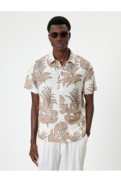 Koton Гавайська сорочка з коротким рукавом з візерунком у вигляді листя