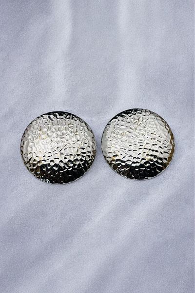 TRENDTAKI White Plated Shield Earrings 0066