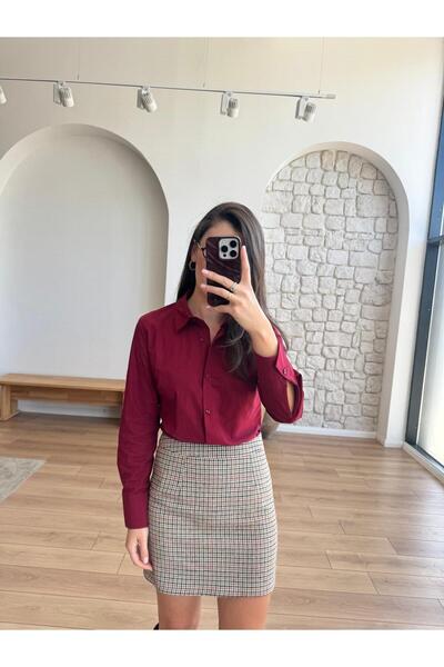 perastore Slim Fit Burgundy Shirt