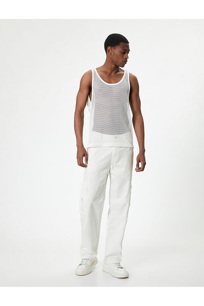 Koton Transparentes ärmelloses Rundhals-Tanktop aus Netzstoff