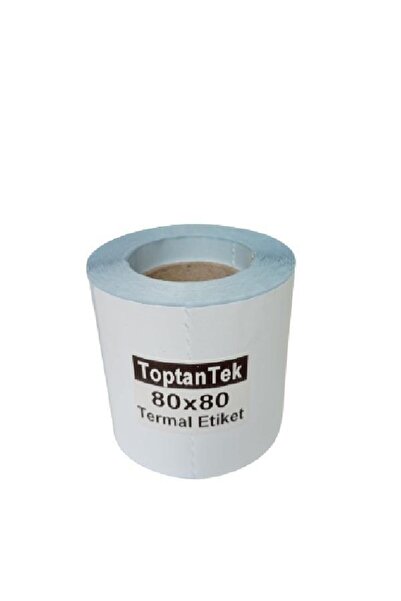 TOPTANTEK Termal Etiket Barkod 80x80 Lamine Termal Etiket 300 Adet (TAM METRA...