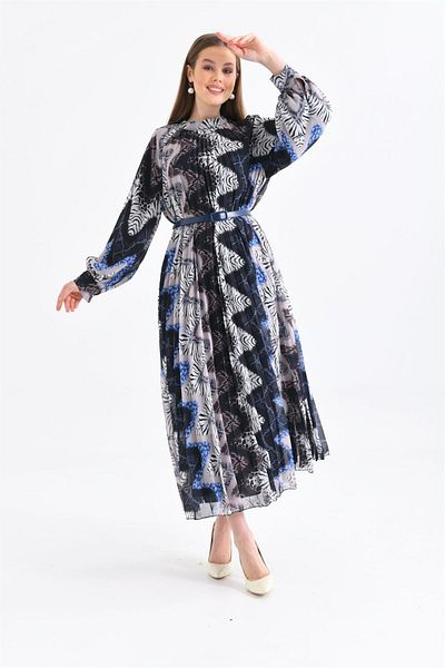 Garmi Rochie de damă din șifon de mătase albastră