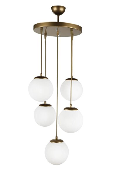 OSC HOME AYDINLATMA TASARIM Spor Rustik avize 5 li  beyaz cam eskitme boya