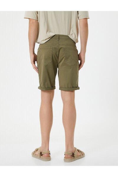 Koton Chino Fabric Shorts Bermuda - Layered Leg and Pocket Detailed Buttoned
